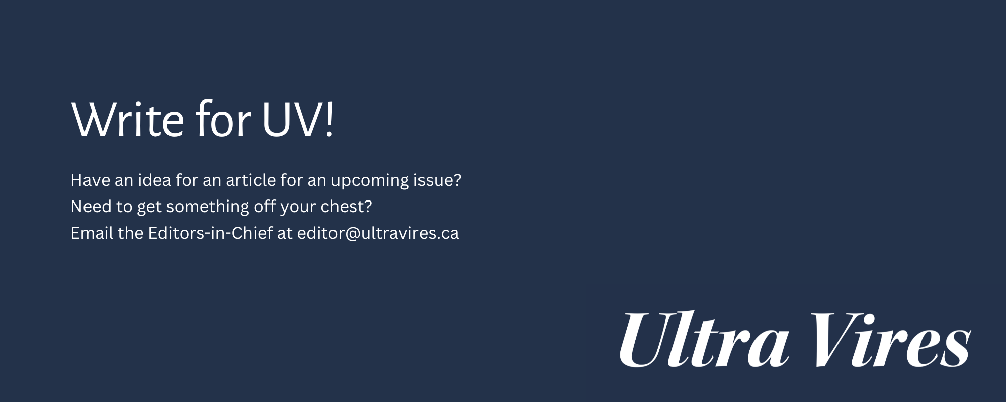 Write for Ultra Vires