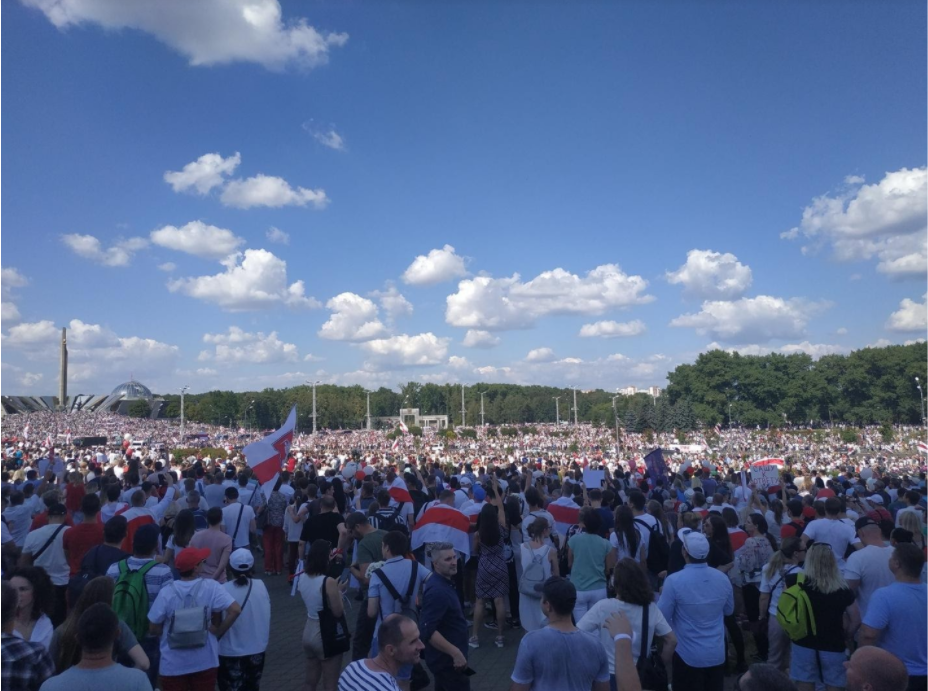 Protest in Minsk, Belarus on August 16, 2020